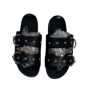 Rebecca Minkoff Women's Vachel Slides US 7,5 M Black Leather Sandals